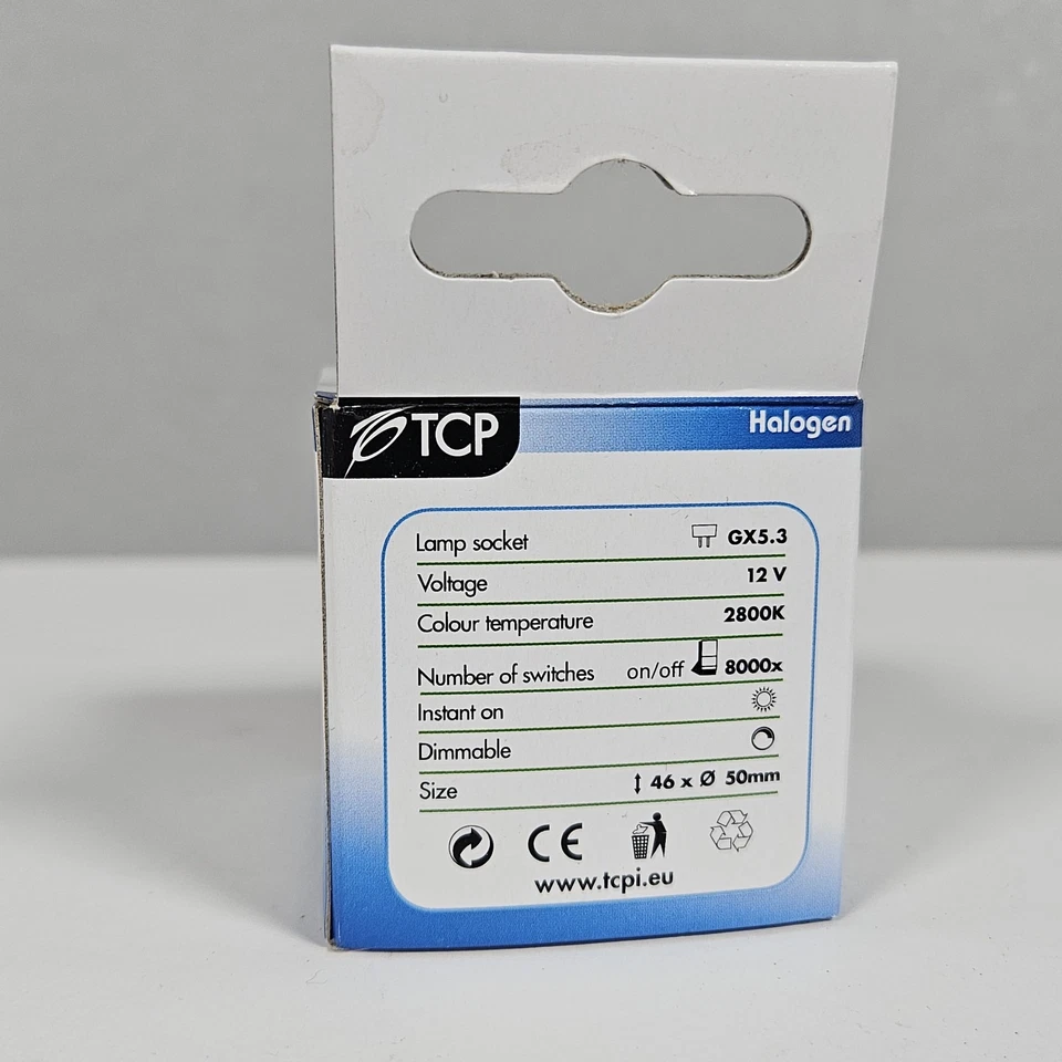 4 x TCP Halogen MR16 Standard 50W GX5.3 Warm White Dimmable Bulbs 1300 Lumen - Image 3 of 3