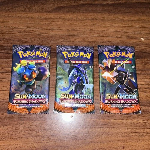 Lot Of 3 New POKEMON Card Packs Sun & Moon Burning Shadows Booster Packs 10 ea