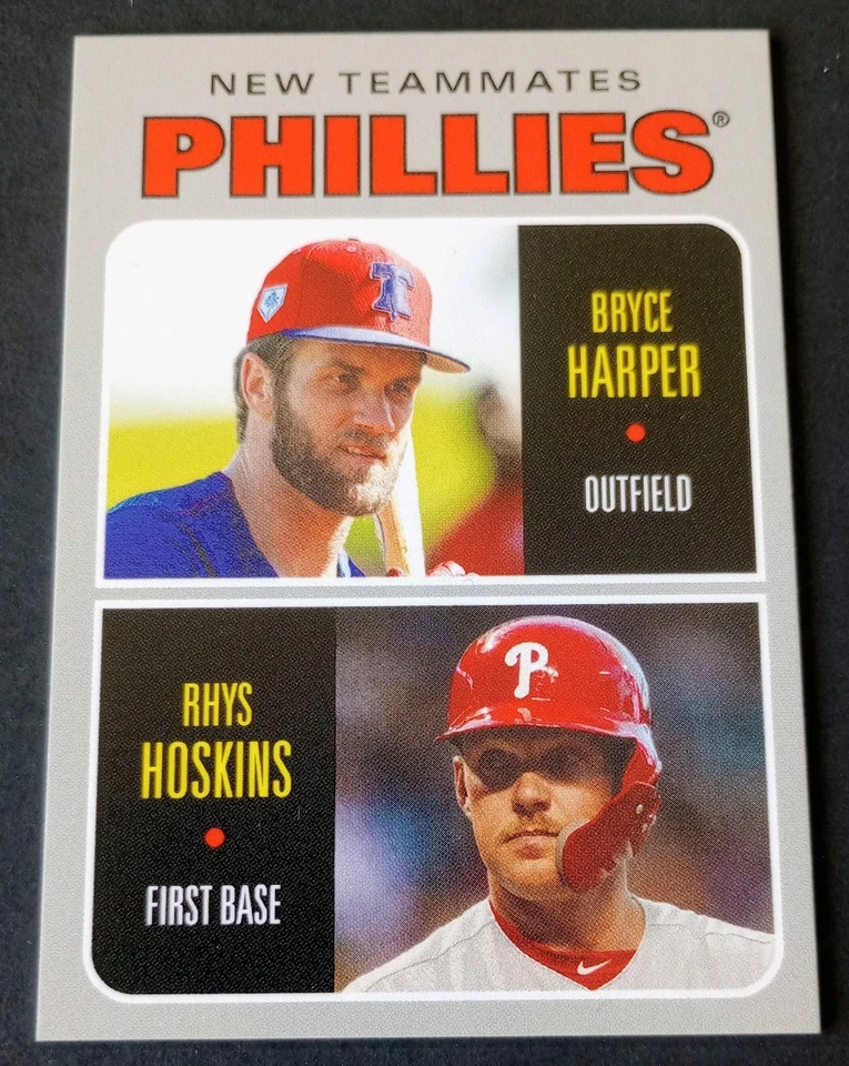 2019 TOPPS THROWBACK THURSDAY BRYCE HARPER RHYS HOSKINS PHILADELPHIA PHILLIES  - Image 3 of 3