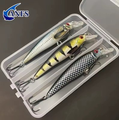 3 Stück + Box Minnow Vobler Angelköder Hart Kunstköder 3D Augen 11 cm 13 G