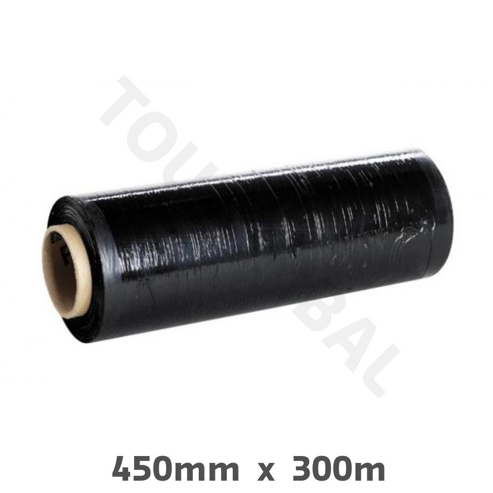 Film étirable noir 450mm x 300m 23µ pour palettisation opaque