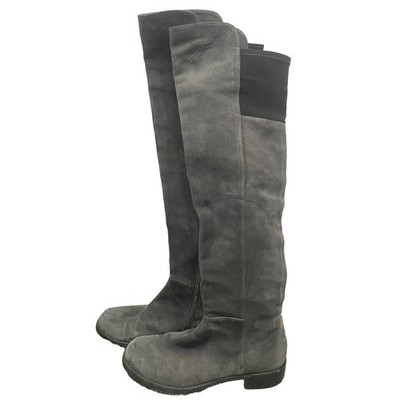 Stuart Weitzman Over The Knee Boot Slate Gray Suede Stretch Elastic Back Size 7
