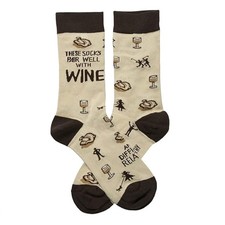 Primitives by Kathy These Socks Pair Well with Wine Crew Socks OSFM NEW