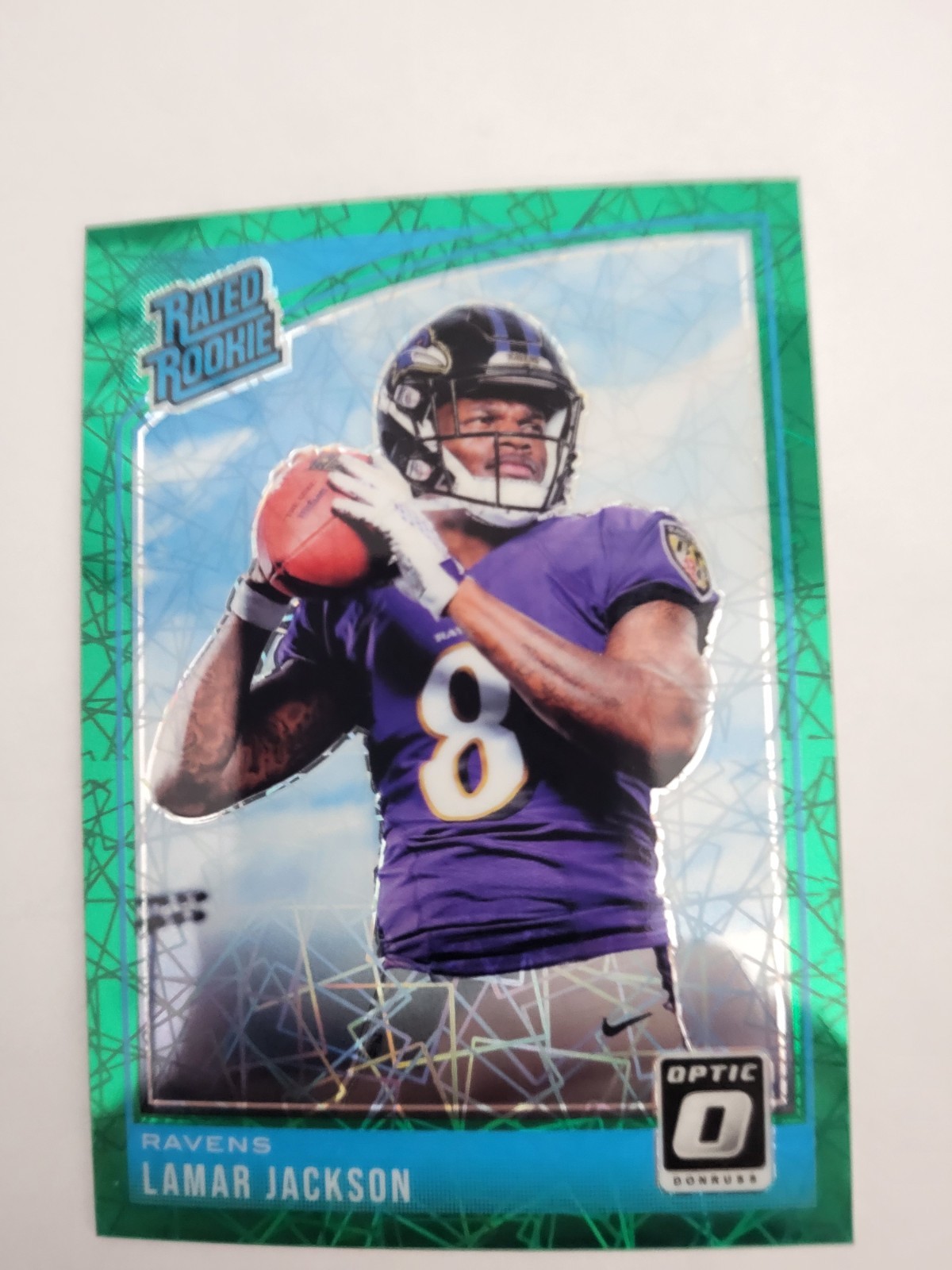 2018 Donruss Optic - Rated Rookie Lamar Jackson #167 Green Velocity Prizm (RC)