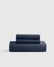 Quince 100 Organic Percale Cotton Sheet Set 3pc Navy Blue King
