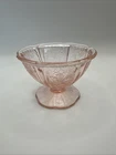 Jeanette Depression Glass Footed Scalloped Pink Cherry Blossom Sherbet Bowl