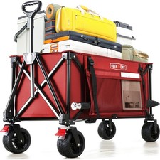 Collapsible Wagon Cart with Wheels - 180L Foldable Heavy Duty Wagon with Big ...