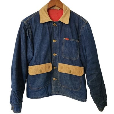 Vintage Big Smith Mens 40 Quilt Lined Denim Chore Barn Jacket Corduroy Collar