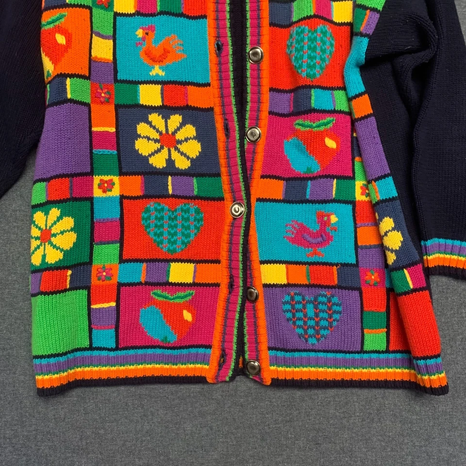 Cárdigan para mujer Tulchan talla M suéter con retazos multicolor 100 % algodón Foto 3 de 4