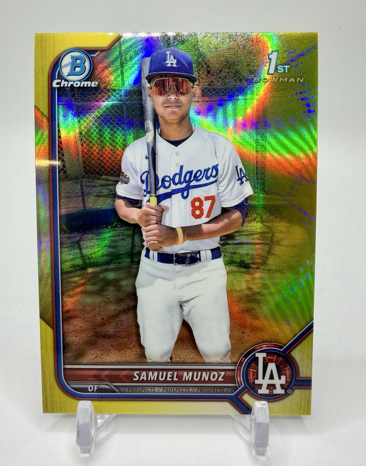 Samuel Munoz 2022 Bowman Chrome Prospects  #BCP-161 Yellow Refractor /75 Dodgers
