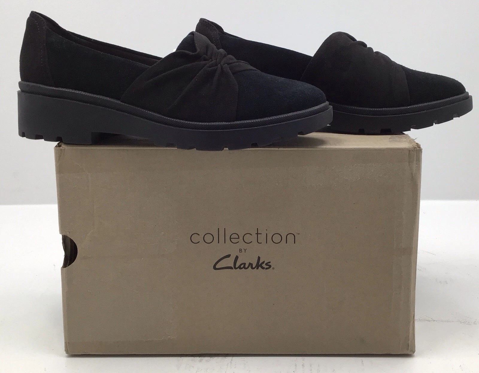 Scarpe mocassino donna Clarks slip on stile calla nero scamosciato taglia 8 5M