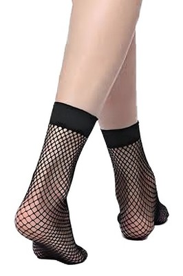 Schwarze knöchelhohe Netzsocken Kostüm Party Damen Fußkettchen Netz Netzsocken