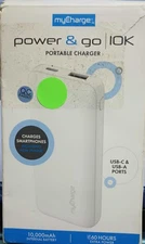 myCharge 10000mAh Power & Go Power Bank - White