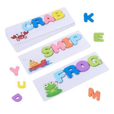 Holzbausteine Rechtschreibspiel passendes Buchstabenspiel Holzalphabet Puzzles Blöcke