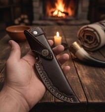 Custom Handmade Fixed blade knife Leather Sheath Belt Carry Holster Case