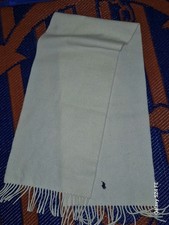 Vintage Polo Ralph Lauren Scarf 100 Lambswool Ivory 90s Italy 62 x 12