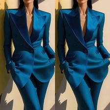 Silk Satin Women Suits Formal Wedding Party Prom Wear Ladies Outfits Blazers