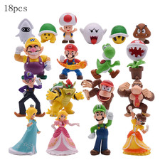 18 Pcs Set B Super Mario Bros Toy Figures Luigi Toad Yoshi Cake Toppers Party