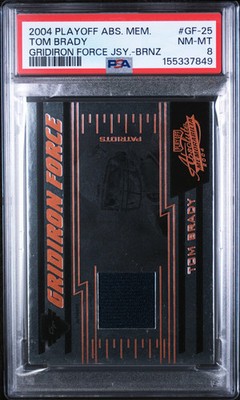 2004 Playoff Absolute Gridiron Force Tom Brady Jersey Bronze 091/100 PSA 8 POP 1
