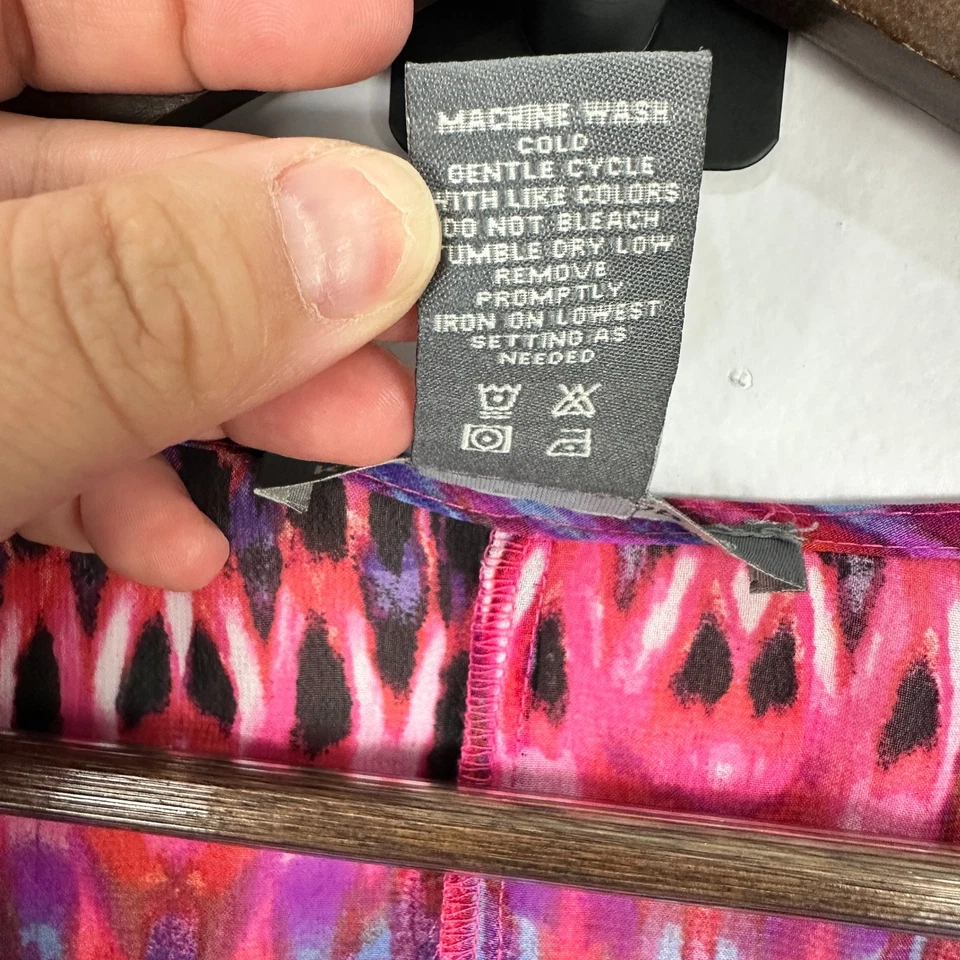 Camiseta sin mangas Kate & Mallory 1X multicolor estampado Ikat en capas transparente festival boho Foto 3 de 4