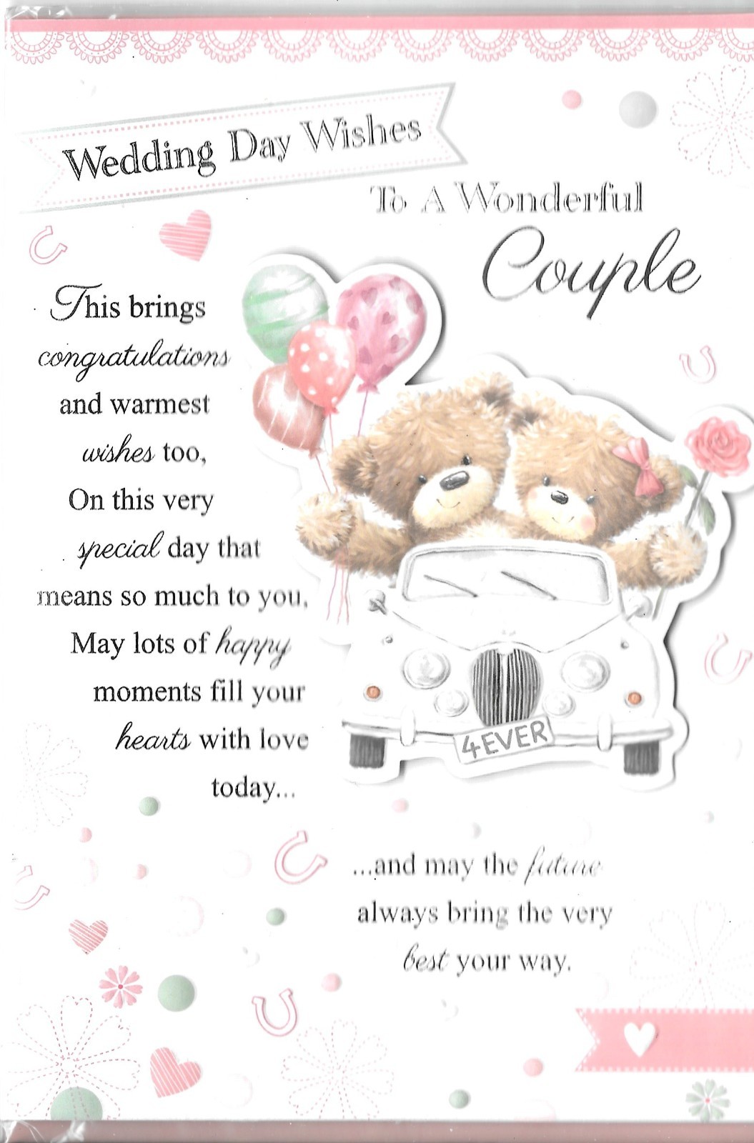 WEDDING DAY GREETINGS CARD - WEDDING DAY WISHES TO A WONDERFUL COUPLE