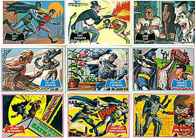 1966 TOPPS BATMAN DELUXE RÉÉDITION BAT BLEUE LOT DE 9 CARTES ~ PINGGUIN~CATWOMAN~JOKER - Photo 1 sur 1