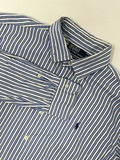 Polo Ralph Lauren XL Long Sleeve Vertical Striped Button Down Blue Shirt GHR7.