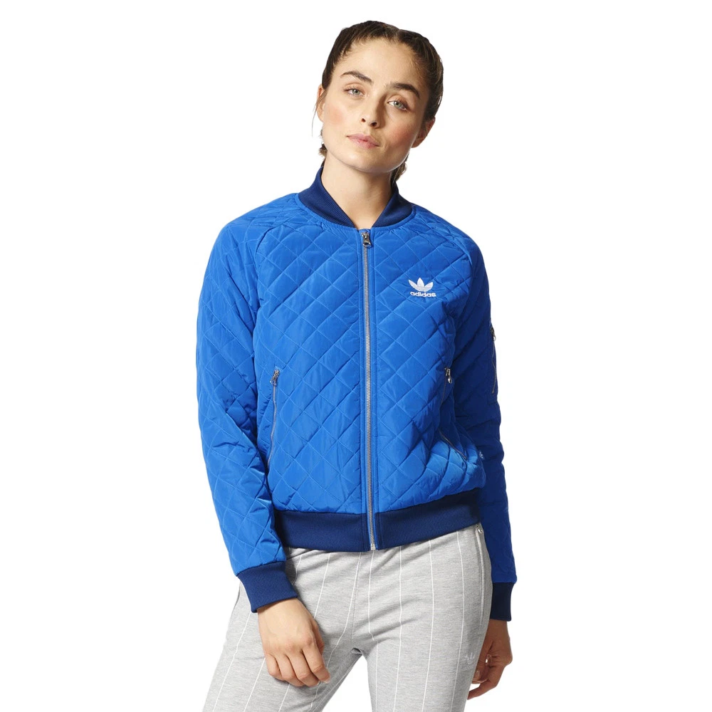 Women&#039;s adidas Quilted Track Blue Bomber Everyday eBay