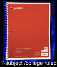 Pen gear 1 Subject Spiral Notebook, 70 College Ruled Sheets 10.5 x8 Red
