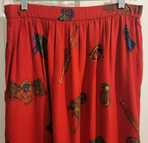 Susan Bristol Equestrian Red Pleated Long Full Skirt Womens 8 Ranch Derby - Picture 3 of 9