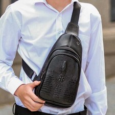 Men's Sling Backpack Leather Chest bag Crossbody Bag Travel Shoulder Bag New