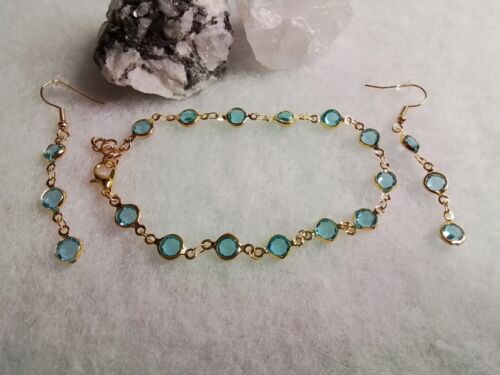 Blue Crystal bracelet and earrings set - Picture 2 of 6