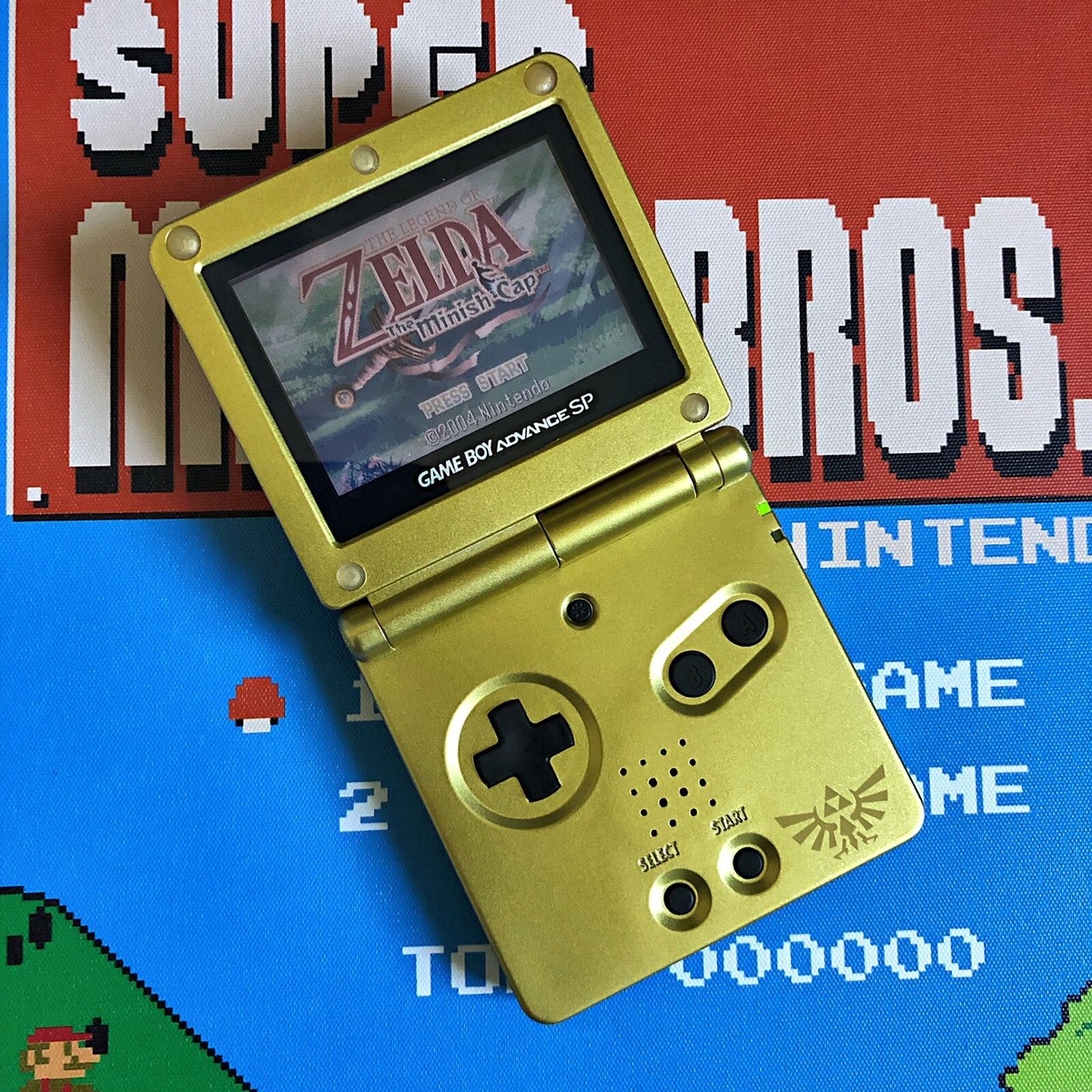 Gameboy Advance SP Zelda Gold Triforce Edition AGS-001 +