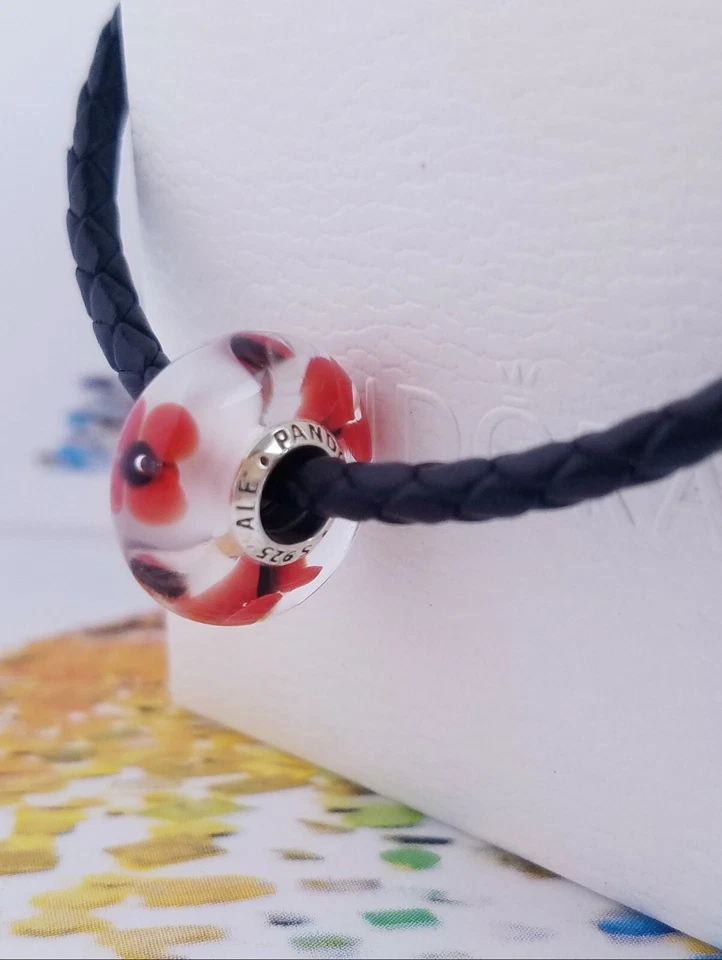 Juego de 3 Nuevos Pandora Flor Rosa Cerezo, Naranja Flor Tropical, Flor Salvaje Foto 3 de 4