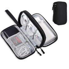 Electronics Cable Organizer Bag Double Layer Cord Pouch for Charger Earphone