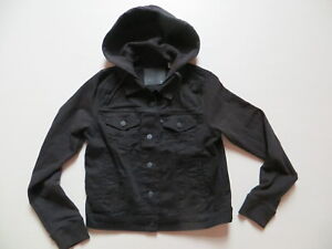 Levi S Jacke Jeansjacke Gr M Black Denim Mit Sweatshirt Armeln Und Kapuze Ebay