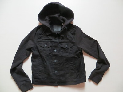 Levi's Jacke Jeansjacke M, black Denim, mit Sweatshirt- Ärmeln