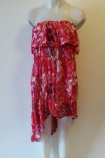 ABITO DONNA YAMAMAY ROSSO/ROSA FLOREALE SENZA SPALLINE BASSO ALTO TG S/M*