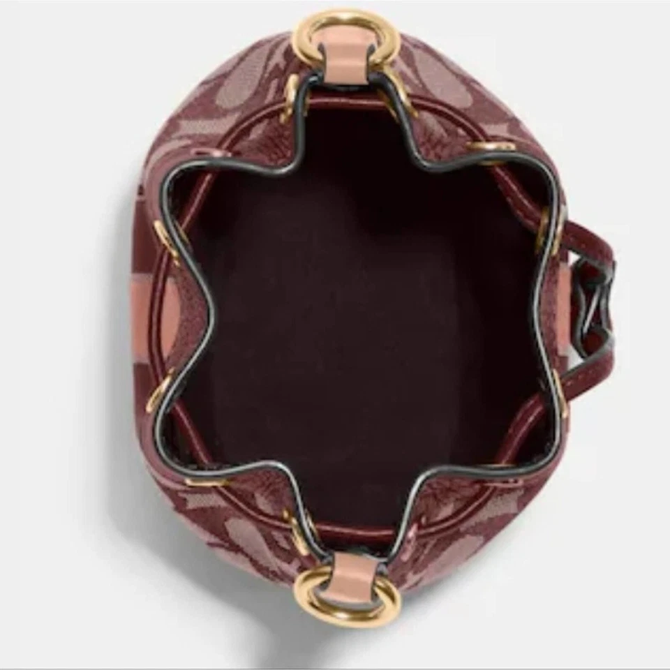 COACH MINI DEMPSEY BUCKET BAG IN SIGNATURE JACQUARD WITH STRIPE & COACH PATCH  - Image 4 of 4