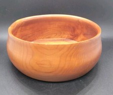 Wooden Catchall Bowl Hand Made Cherry Wood Signed WT Johnsen '90