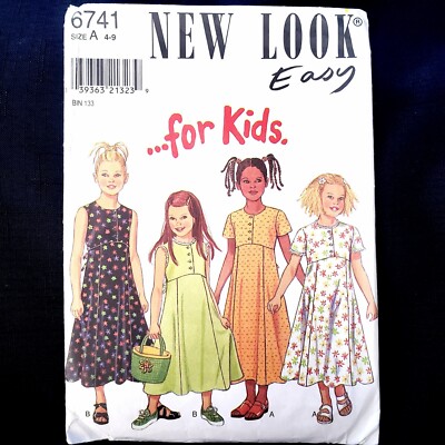 Vintage New Look 6741 Girls Dress Size 4-9 Easy **Missing 2 Pieces** Sew Pattern