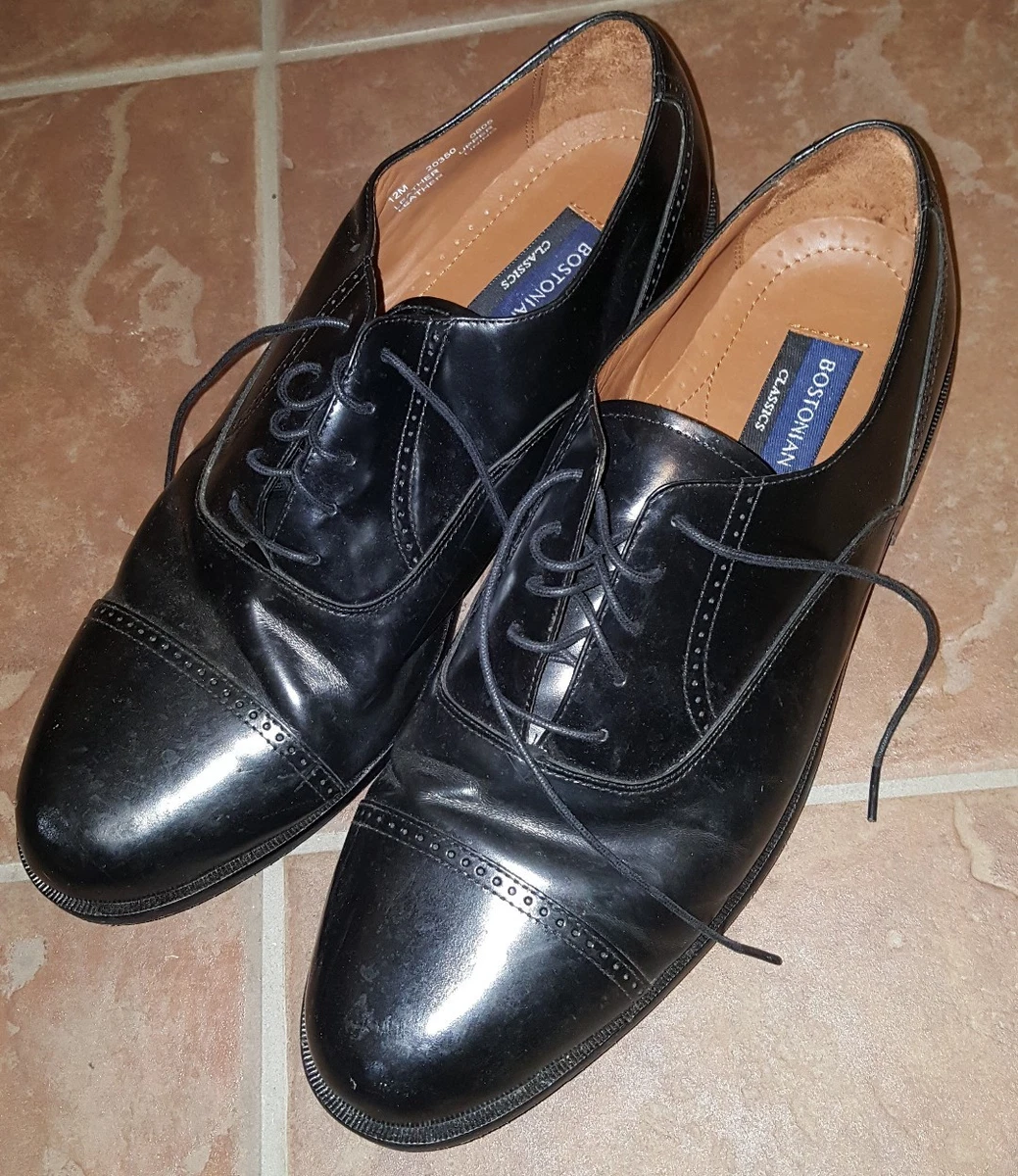 Bostonian Classic First Flex Black Cap Toe Oxford Dress Shoe Men s Size 12 M