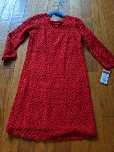 red crochet lace dress
