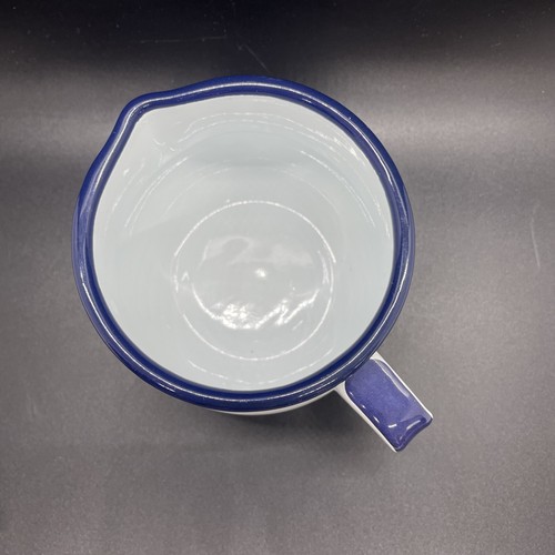 Folklore Bear Enamel Coffee Creamer Pot Spring Rain Design White Blue w/Heart - Picture 8 of 11