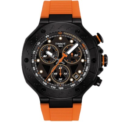 Tissot  T-Race Chronograph Quartz Black Dial Orange Strap T1414173705102