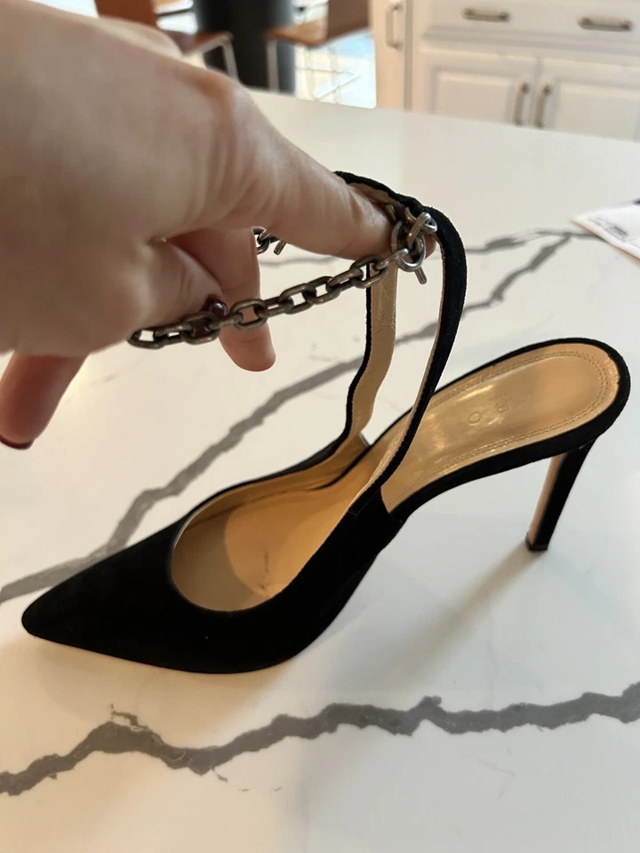 Zapatos de tacón alto de gamuza negros IRO con cadenas EU 39 US 8,5 usados 1X Foto 2 de 4