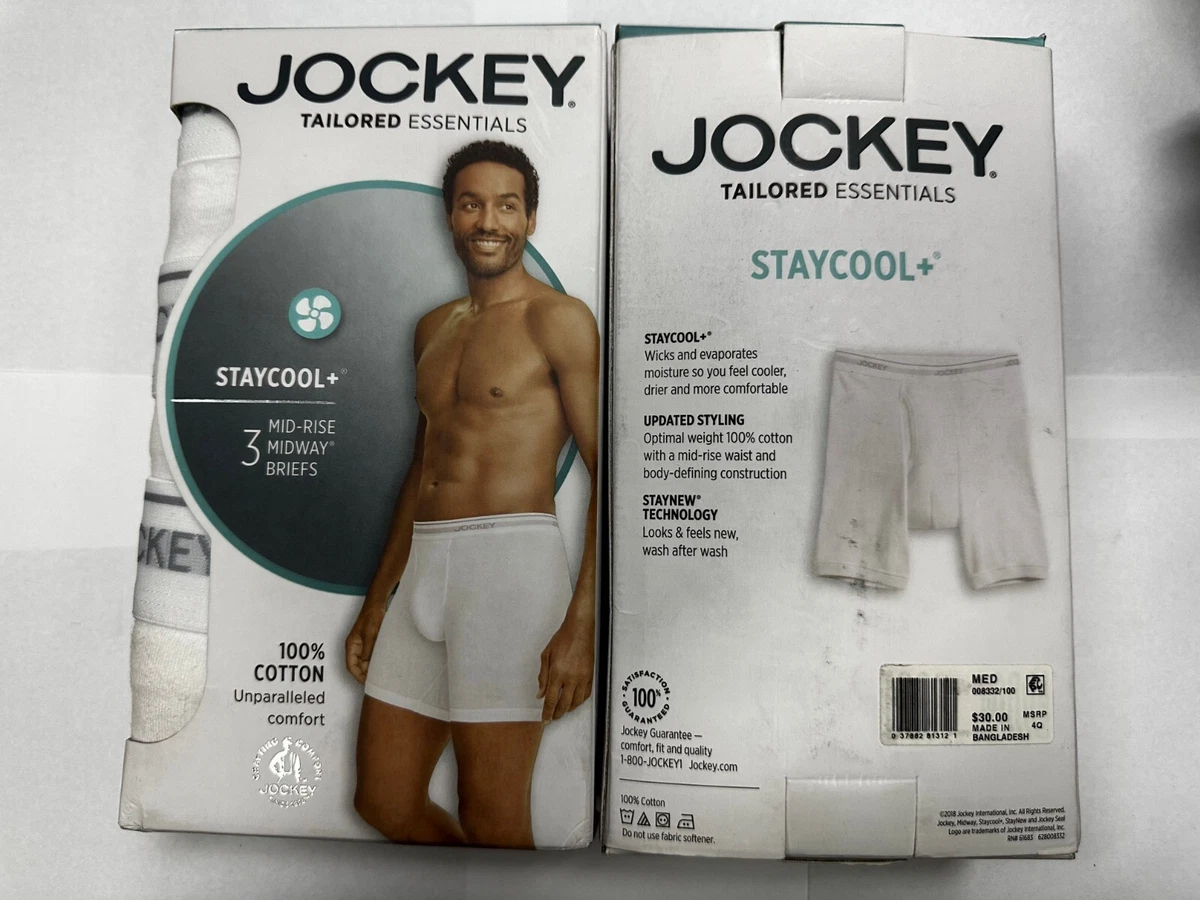 2 BOXES] Jockey StayCool+ 2-Mid Rise Midway Briefs Cotton Big Man- 2 pack  M, XL