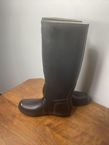 Hunter Original Tall Gloss Women's Rain Boots Black US Size 8 Female 7 Male - Picture 3 of 12