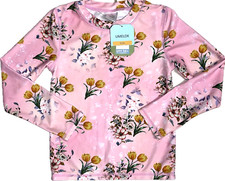 Nwt UMELOK Rash Guard UPF 50+ UV L/S Swimsuit Top Pink Tulip Girls Size 7