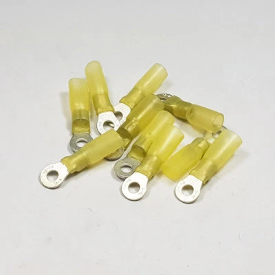 SPLITCHARGE.CO.UK Heat Shrink YELLOW 4.3mm RING Terminals Heatshrink Connector Crimp Adhesive